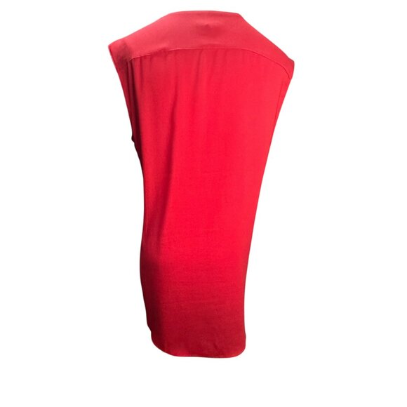 Ann Taylor Red Draped Faux Wrap Blouse Women’s Size M | Sleeveless V-Neck Top - Picture 3 of 8